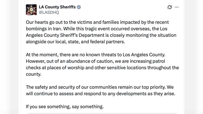 LA Sheriff Retracts Iran Strike Post, GOP Pushes Protest Crackdown
