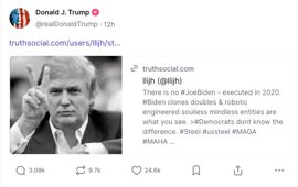 Trump, Biden’ın Klonlarla Değiştirildiğini İddia Eden Paylaşımı Yayımladı