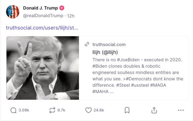 Trump, Biden’ın Klonlarla Değiştirildiğini İddia Eden Paylaşımı Yayımladı