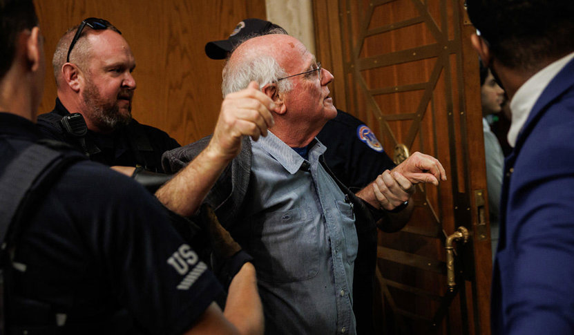 Ben Cohen Arrested at Senate Protest - Ben Cohen arrested for obstructing Senate hearing while protesting US Gaza policy; others face assault, resisting charges.